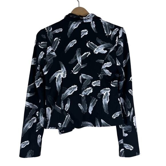 Express Black Feather Print Moto Jacket - Picture 5 of 7